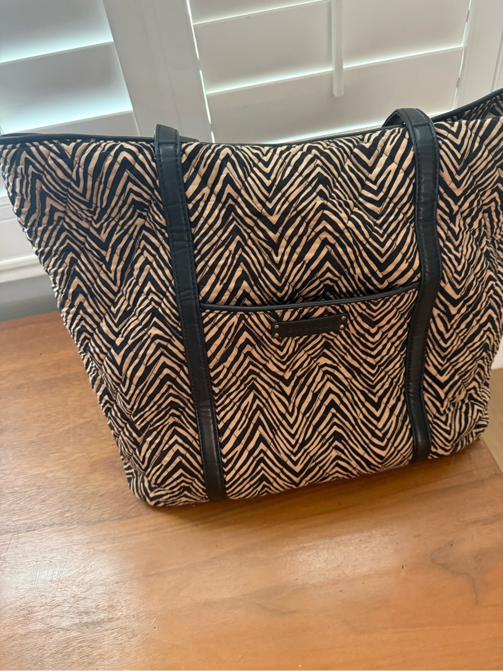 Vera Bradley Black and Cream Zebra-Pattern Tote